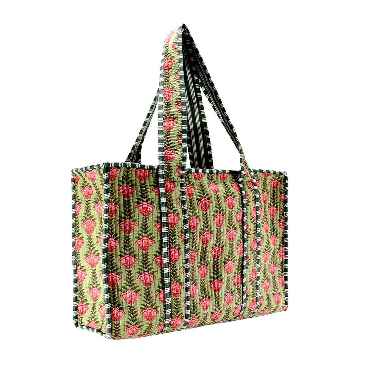 Cotton Pink Trellis Tote Bag- Small & Large