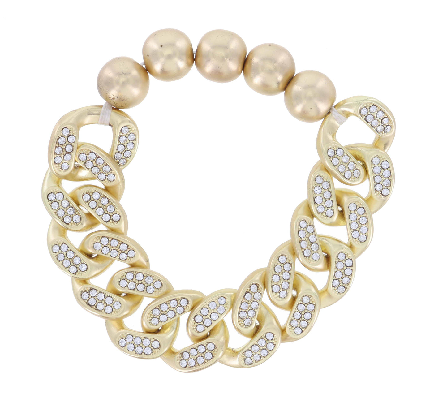 Crystal Chunky Gold Chain Bracelet