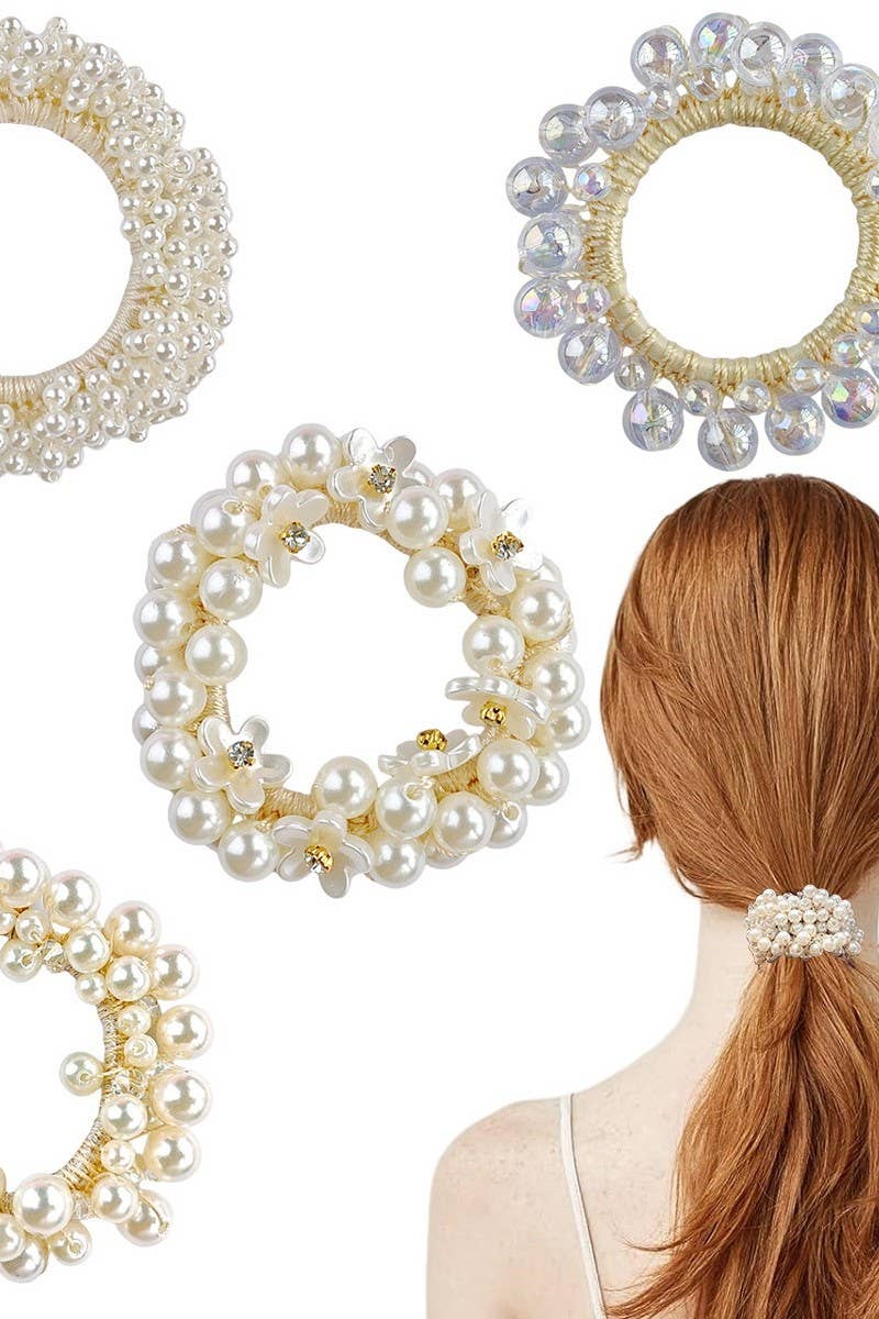Large Pearl Ponytail Holders