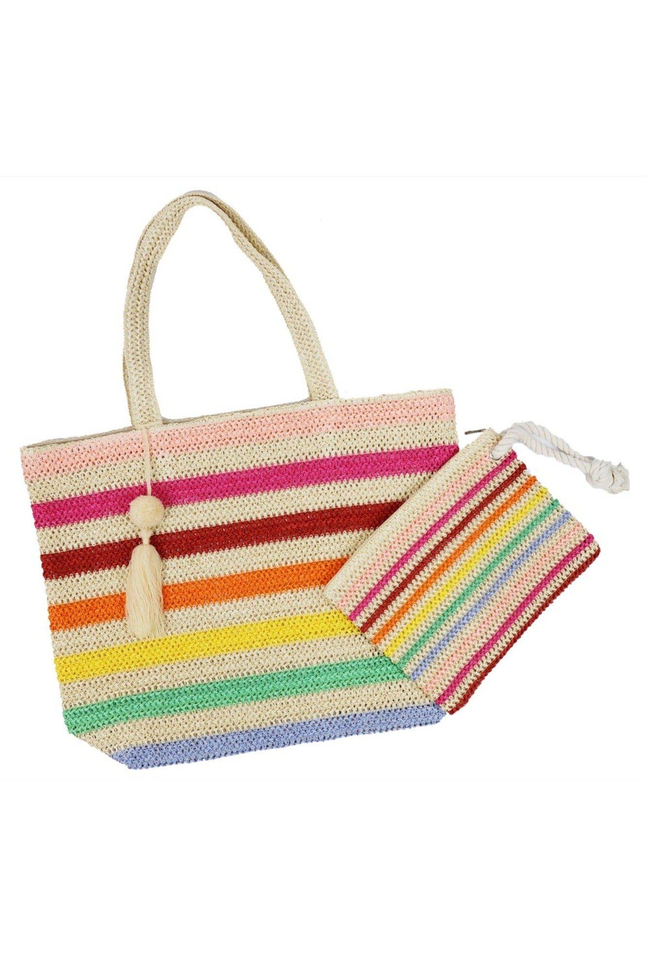 Amara Striped Crochet Women's Tote Bag