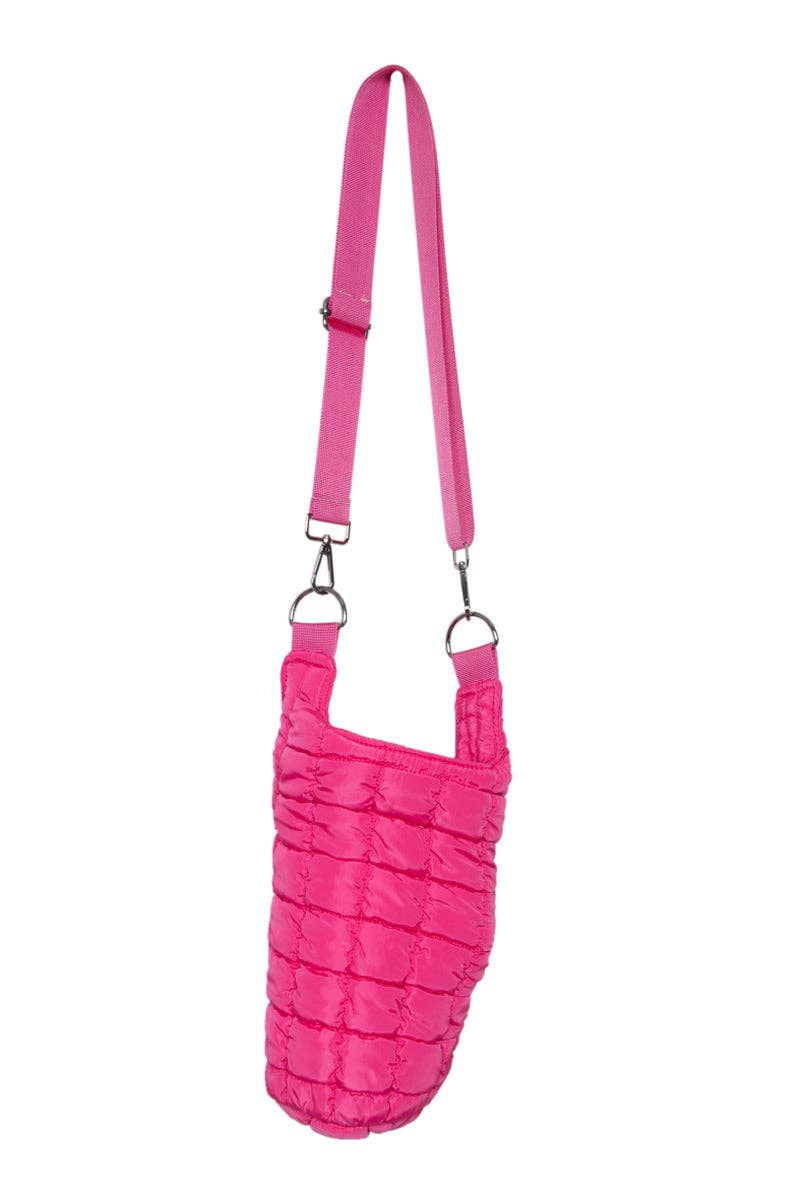 Hot Pink Puffer Water Bottle Bag