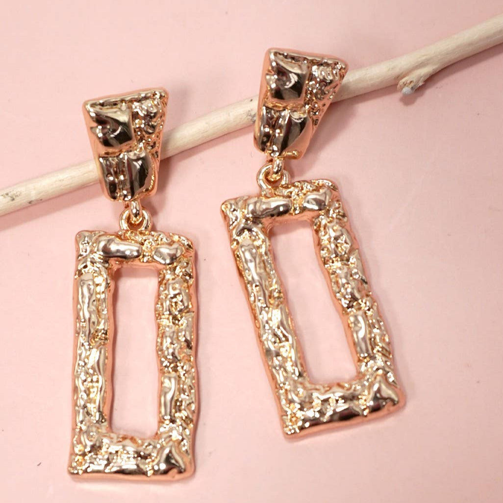 Hammered Rectangle Earrings