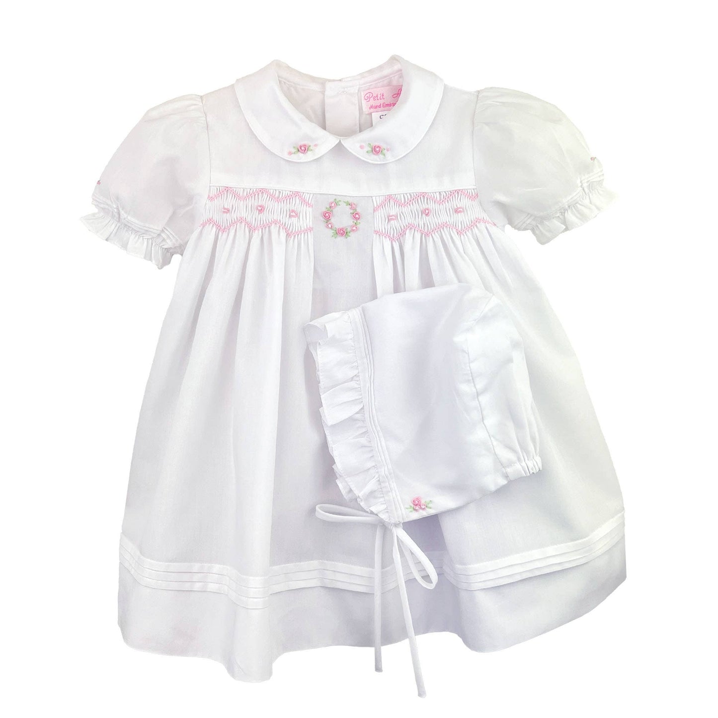 Flower Embroidered Smocked Baby Dress