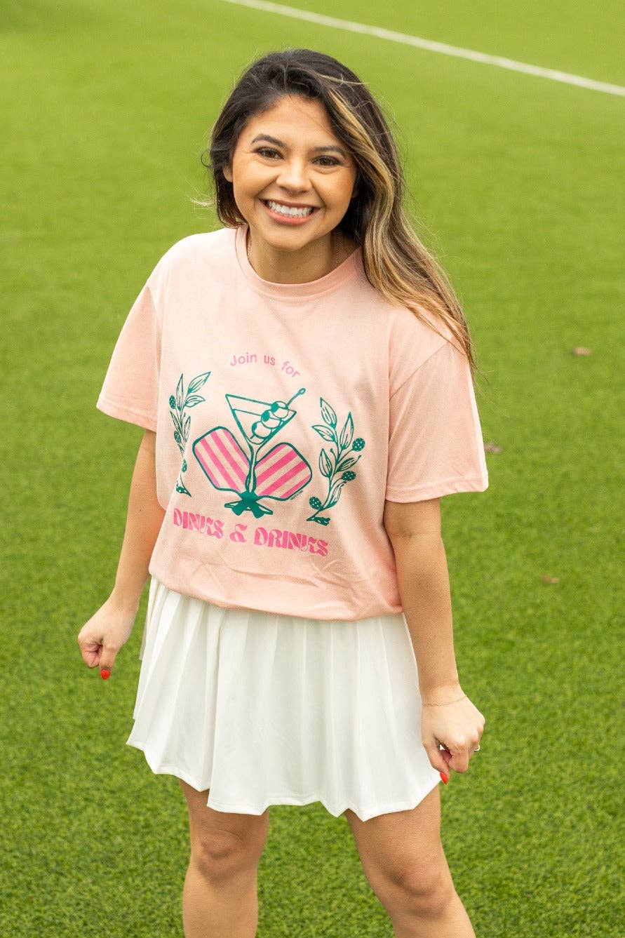 Dinks and Drinks Curvy Pink Tee Shirt