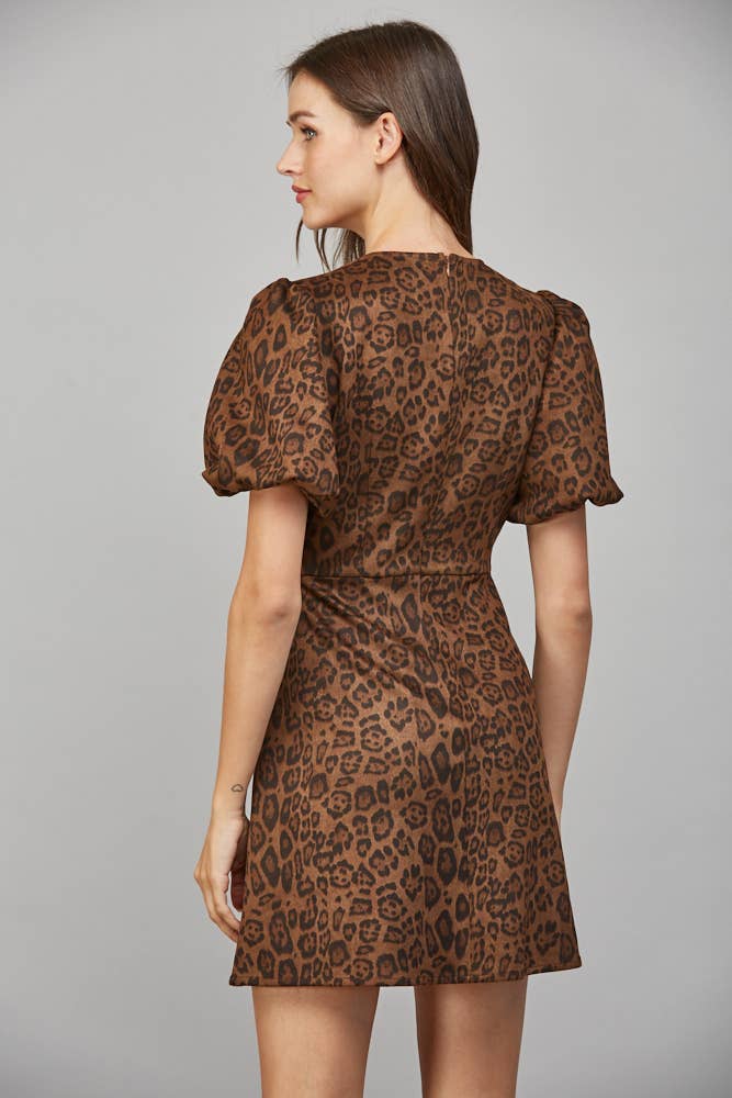 Animal Print Suede Bow Dress