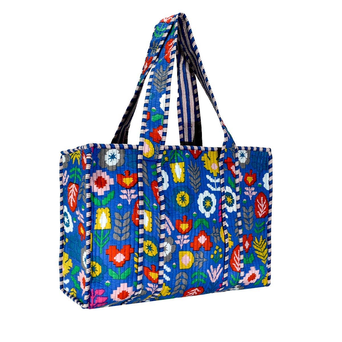 Cotton Happy Blue Tote Bag- Small & Large