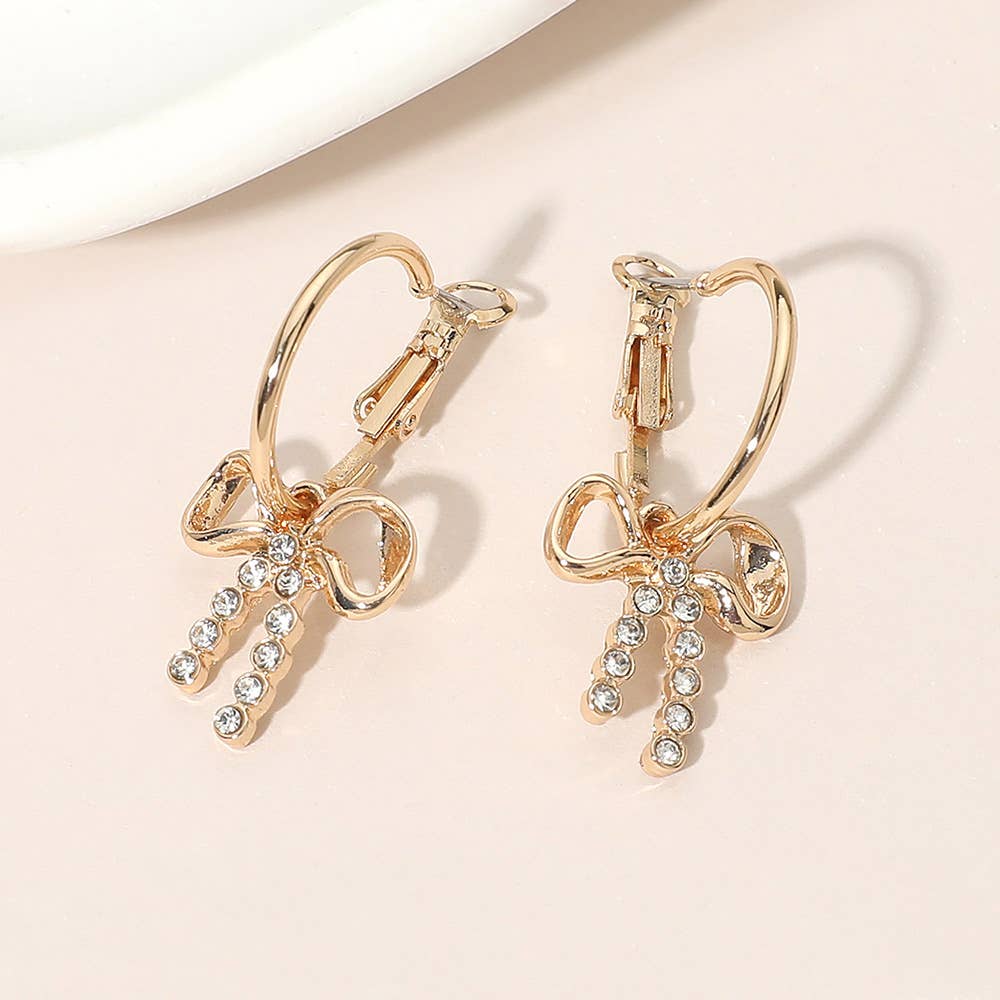 Bow Charm Mini Hoop Earrings