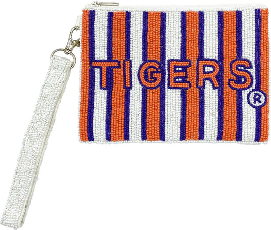 Tigers Striped Beaded Wristlet