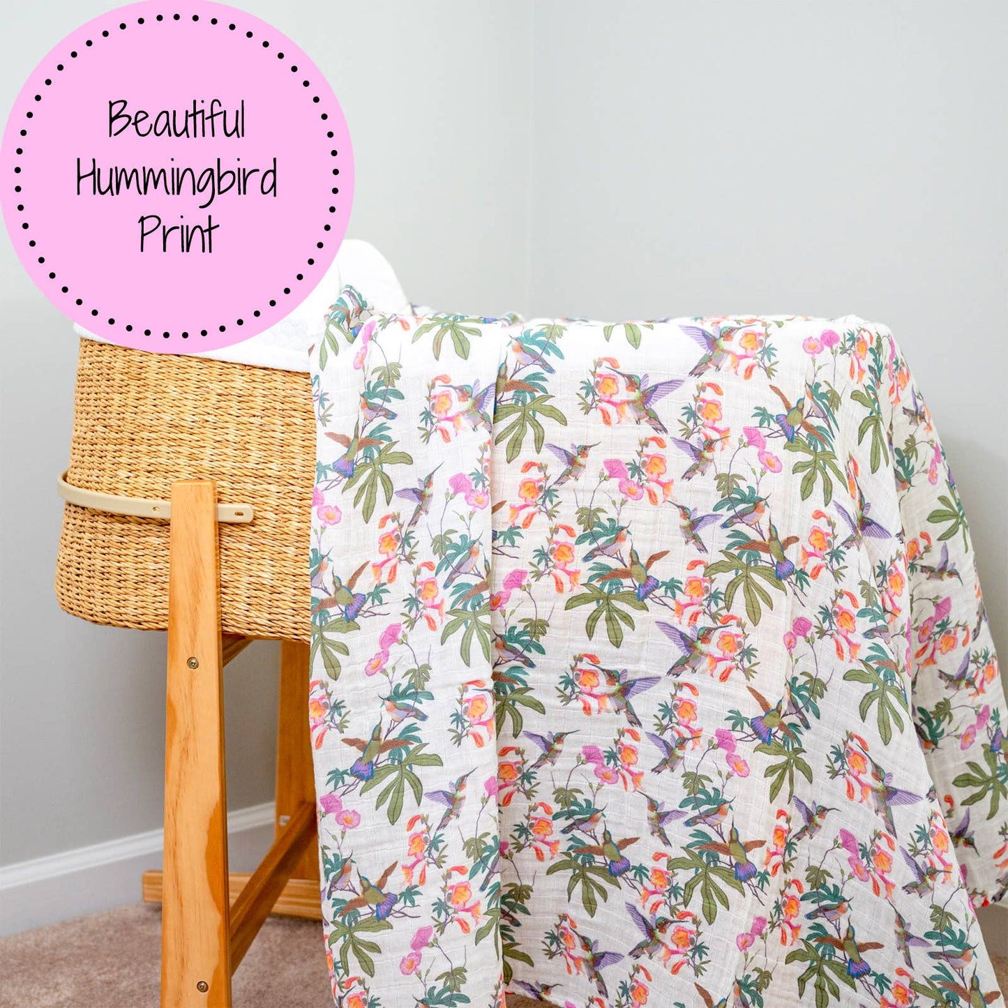 Hum Along Hummingbird Baby Muslin Swaddle Blanket
