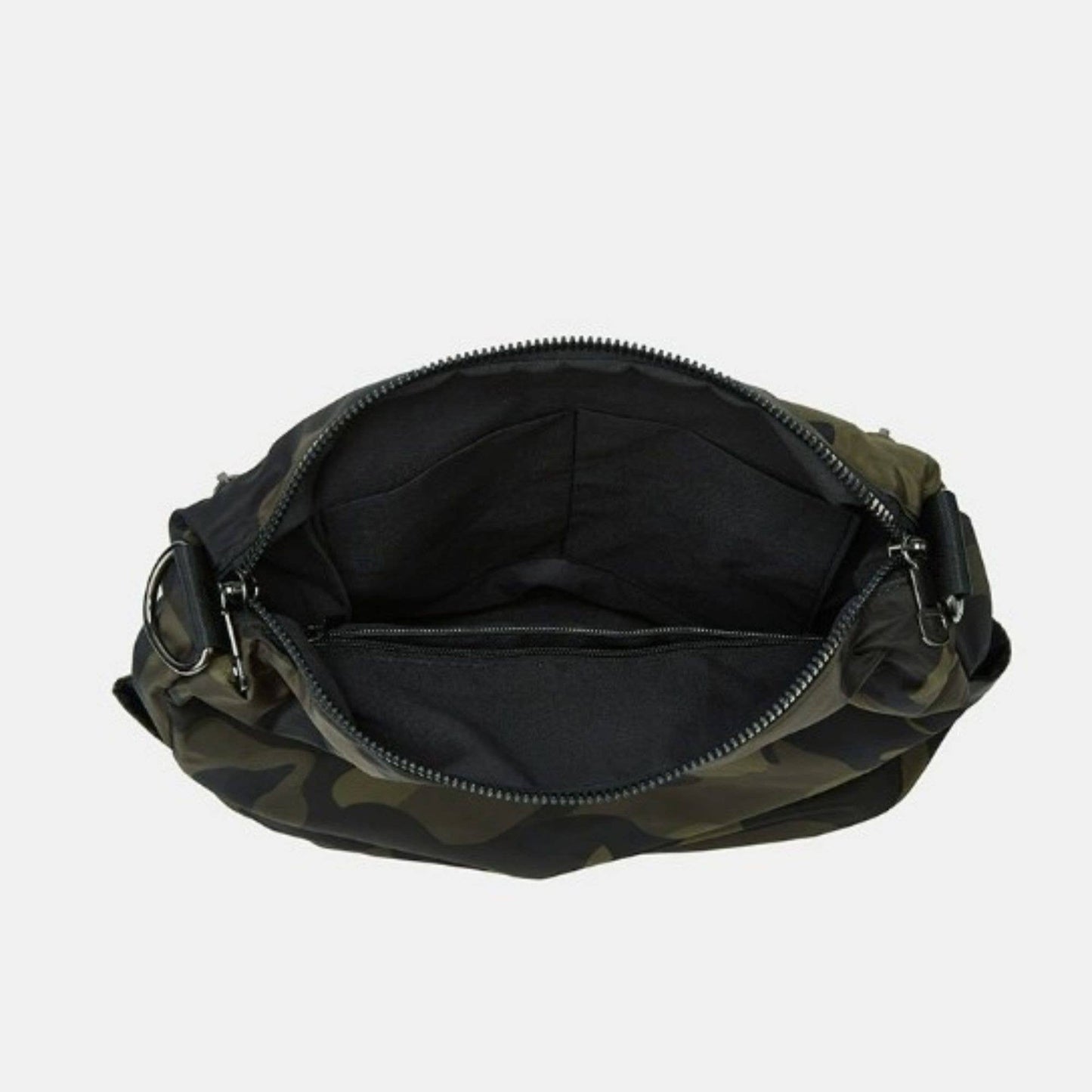 Olive Nylon Zipper Crossbody Bag