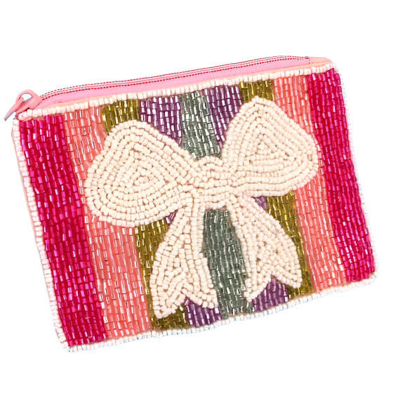 Bow Rainbow Beaded Coin Purse
