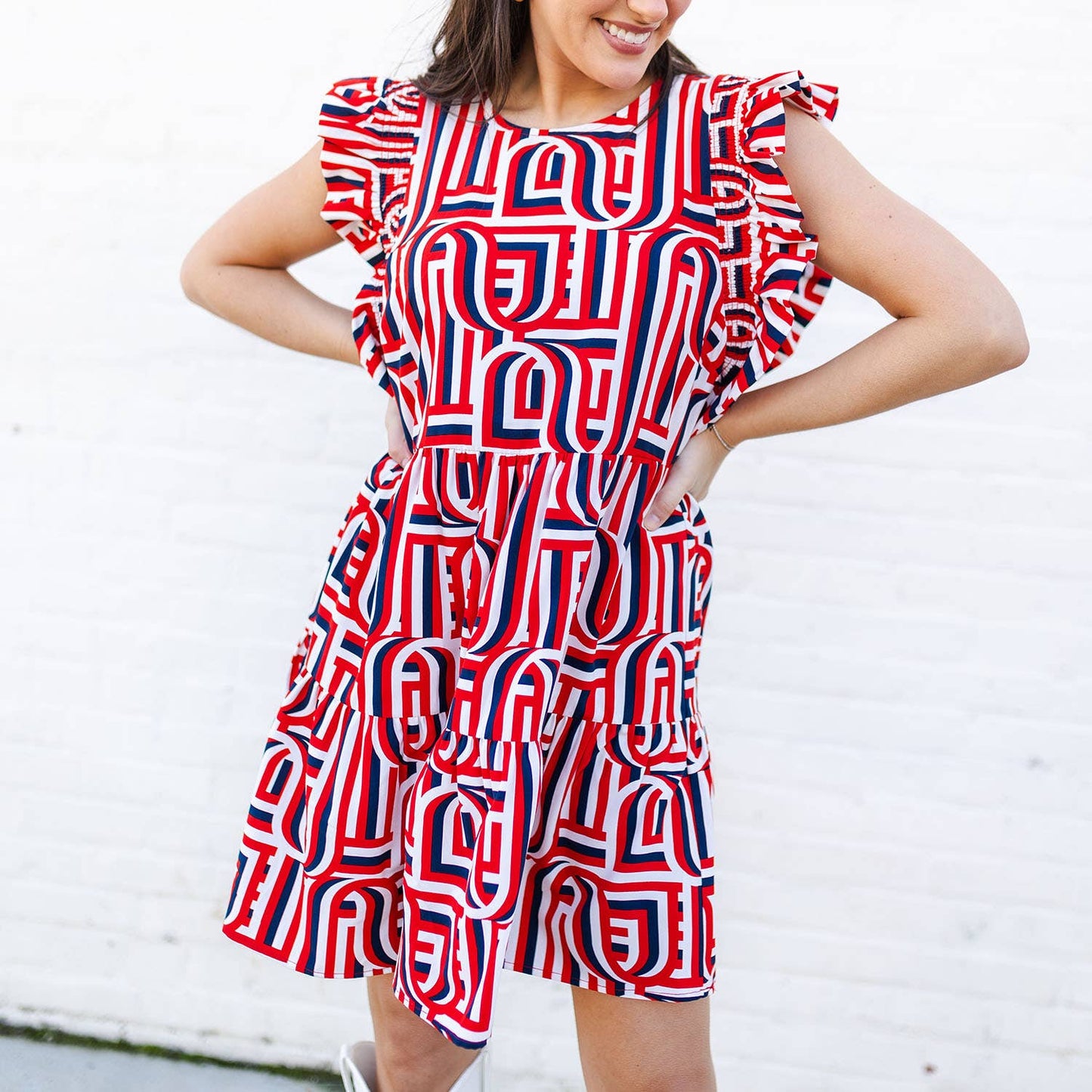 Everly Red & Blue Touchdown Dress