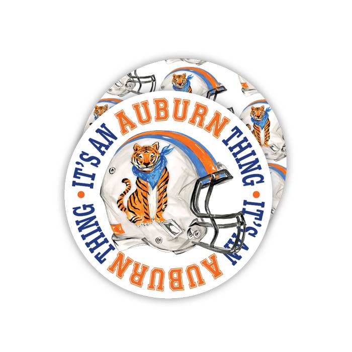Auburn Thing Helmet Blue & Orange Tiger Round Coaster