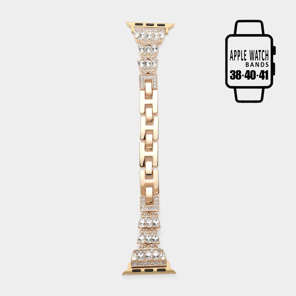 Round Stone Pointed Metal Chan Link Apple Watch Band