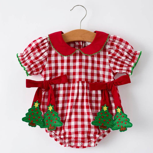 Red Plaid Tree Holiday Romper