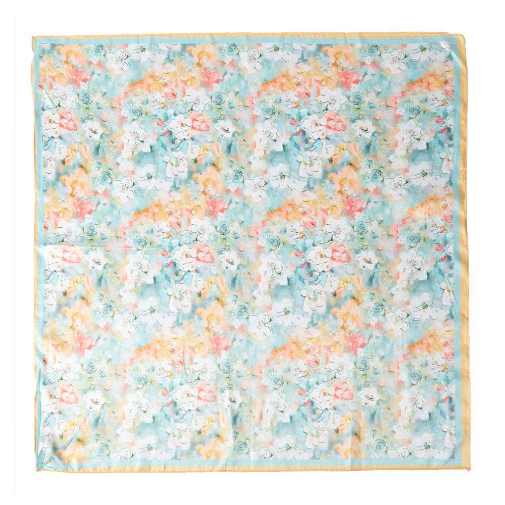Watercolor Floral Pattern Satin Bandana Scarf