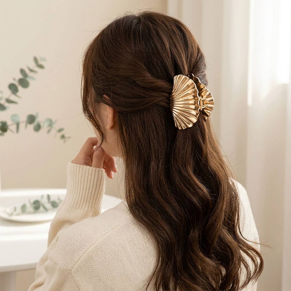 Gold Seashell Statement Hair Claw Clip