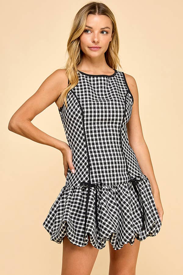 Gingham Bubble Mini Dress