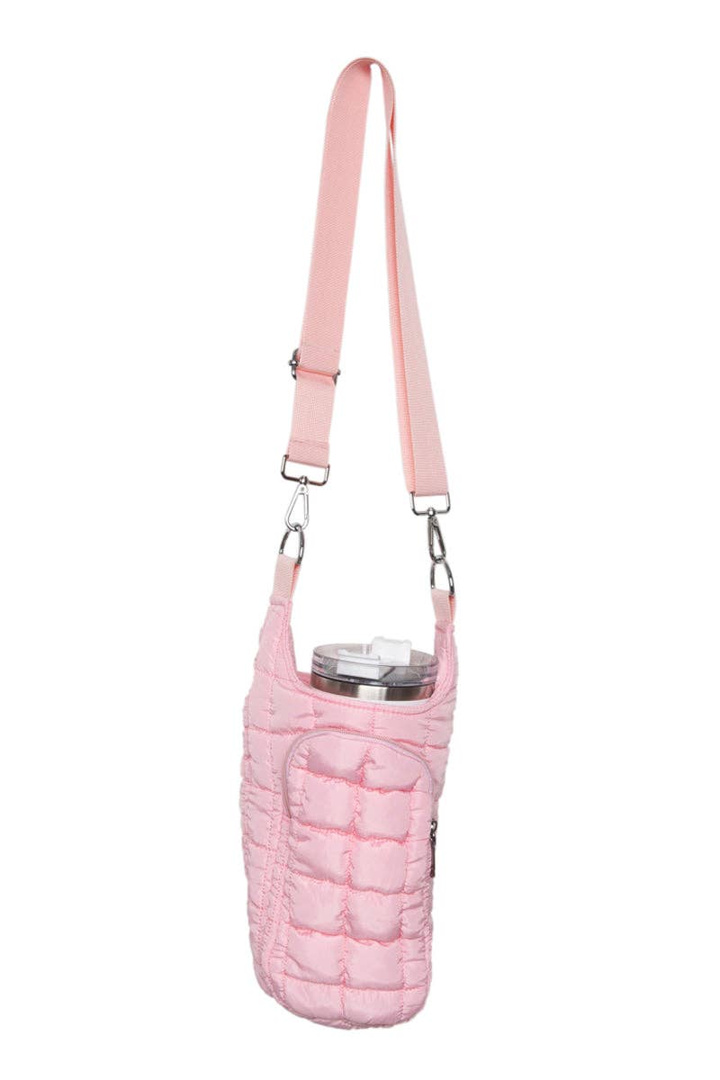 Light Pink Quilted Water Bottle Carrier