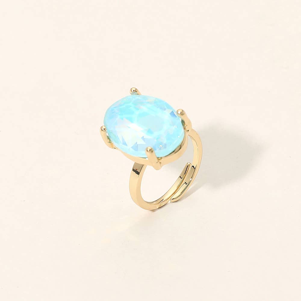 Bold Oval Stone Cluster Accent Adjustable Ring