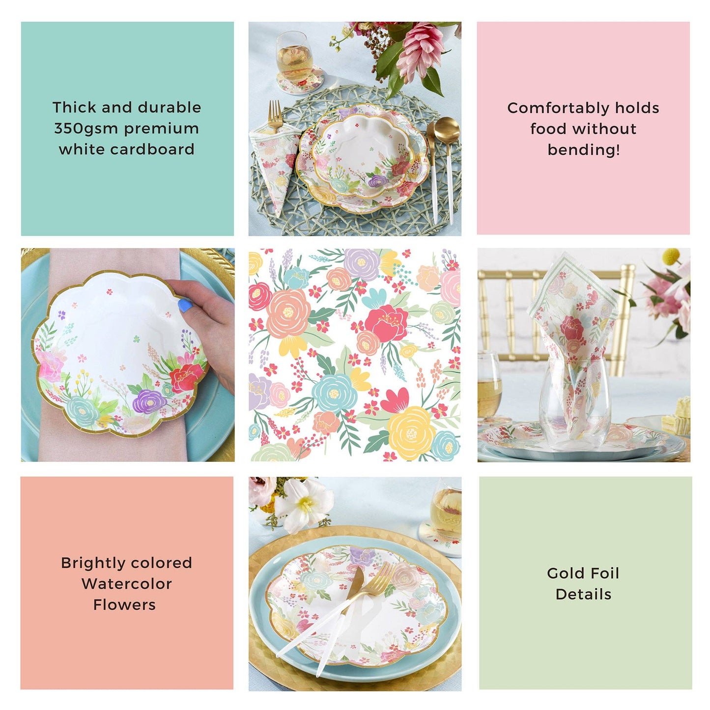 Garden Blooms 16 Guests Party Tableware Set