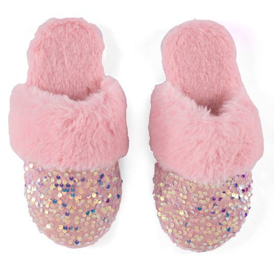 Fabulously Pink Sequin Slippers