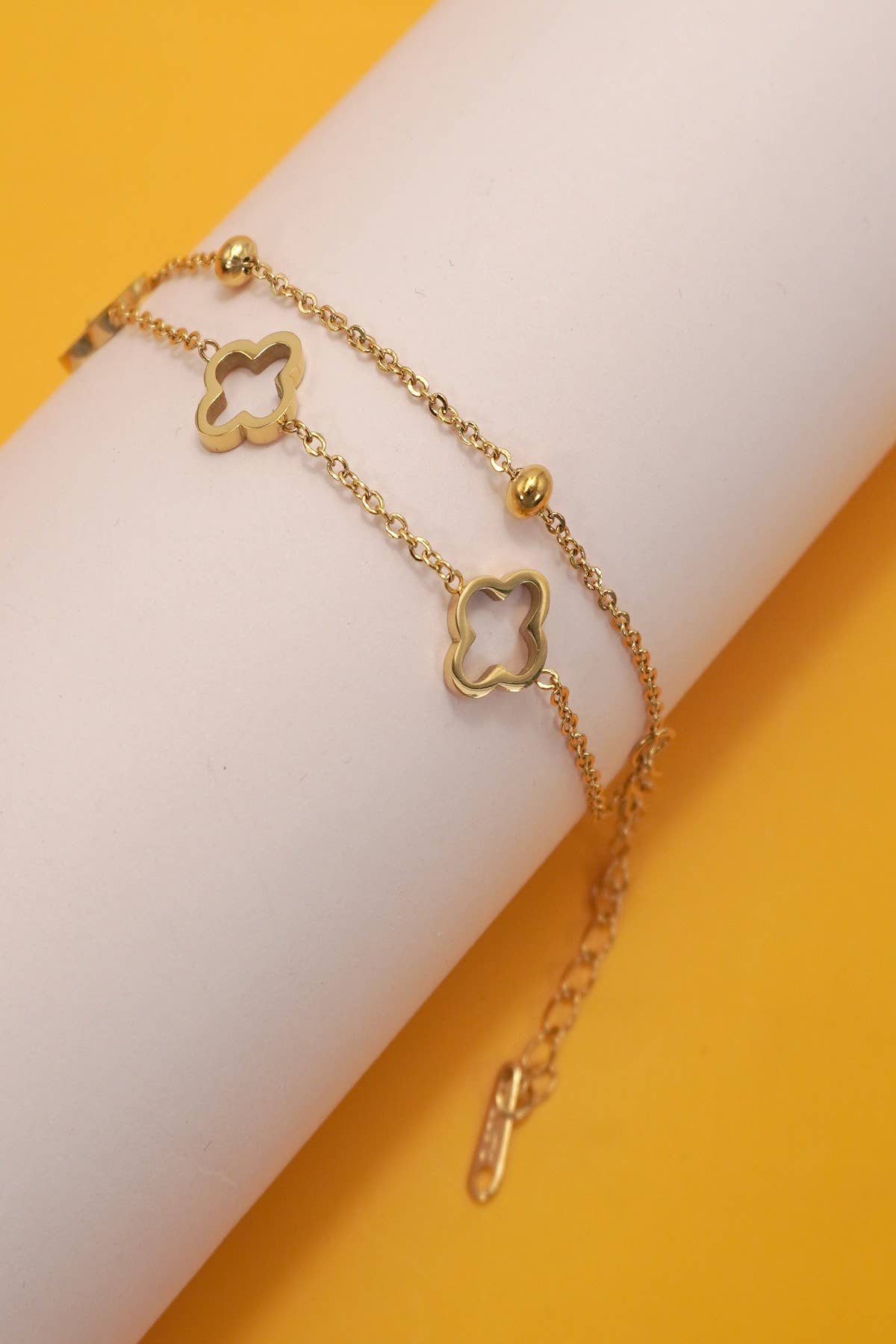 Double Chain Clover Necklace