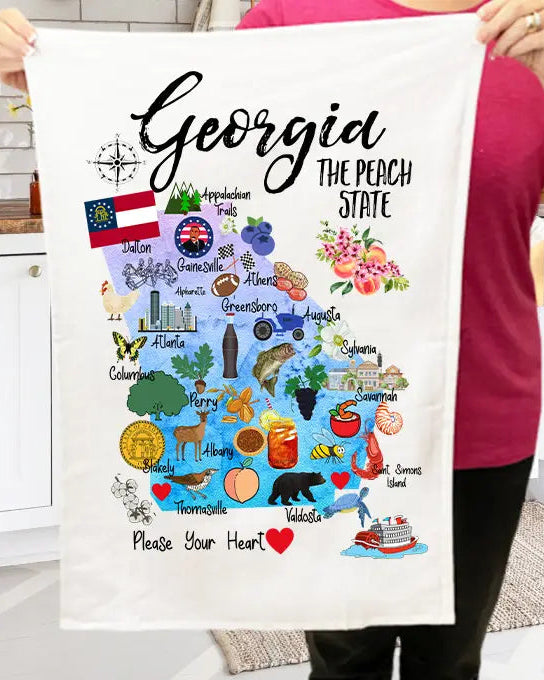 Fort Benning Georgia State Map Towel