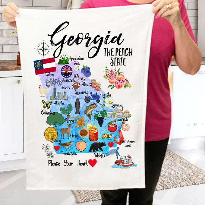 Georgia State Map Columbus Towel