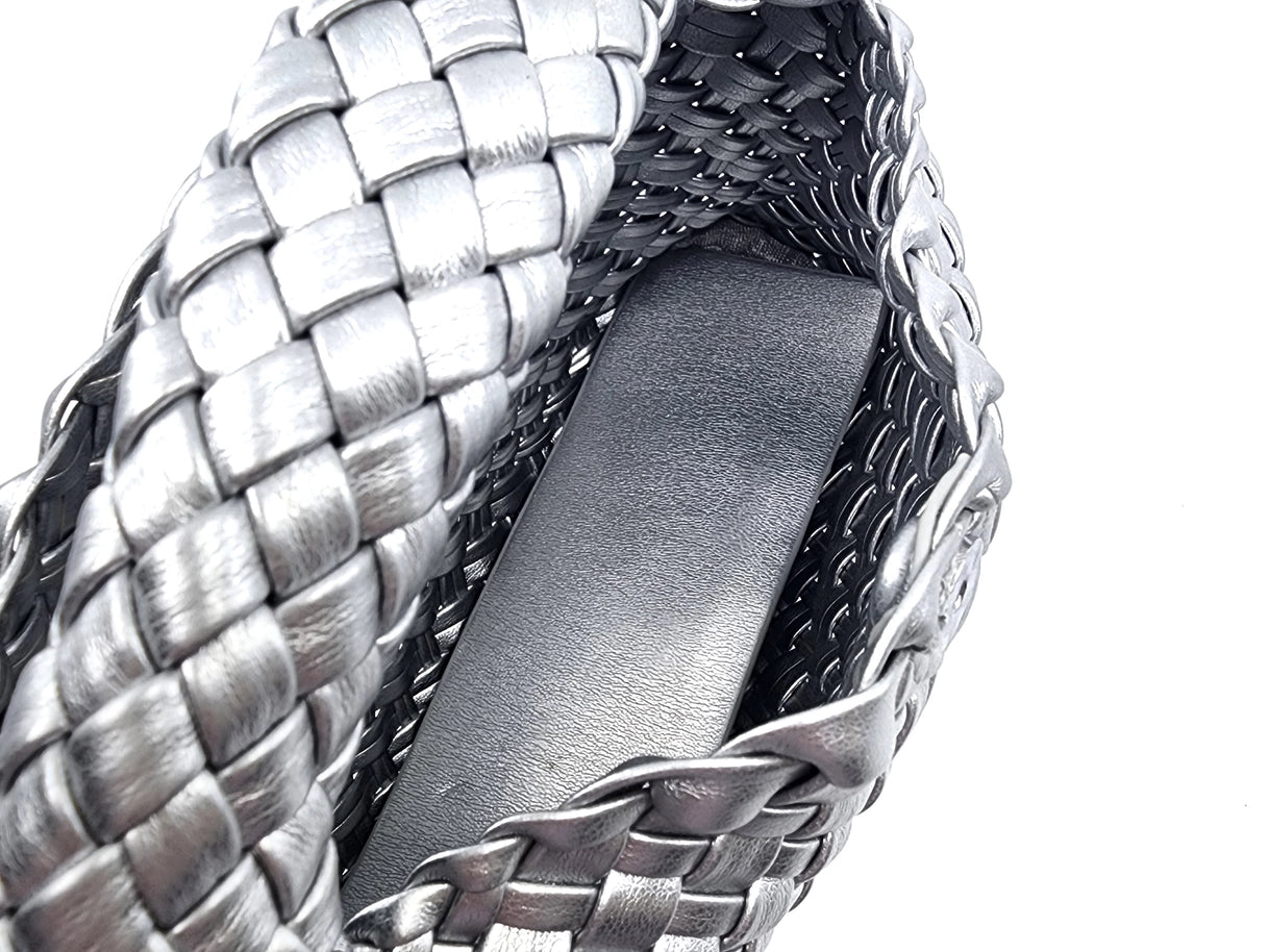 Teal Mini Woven Vegan Leather Crossbody Bag