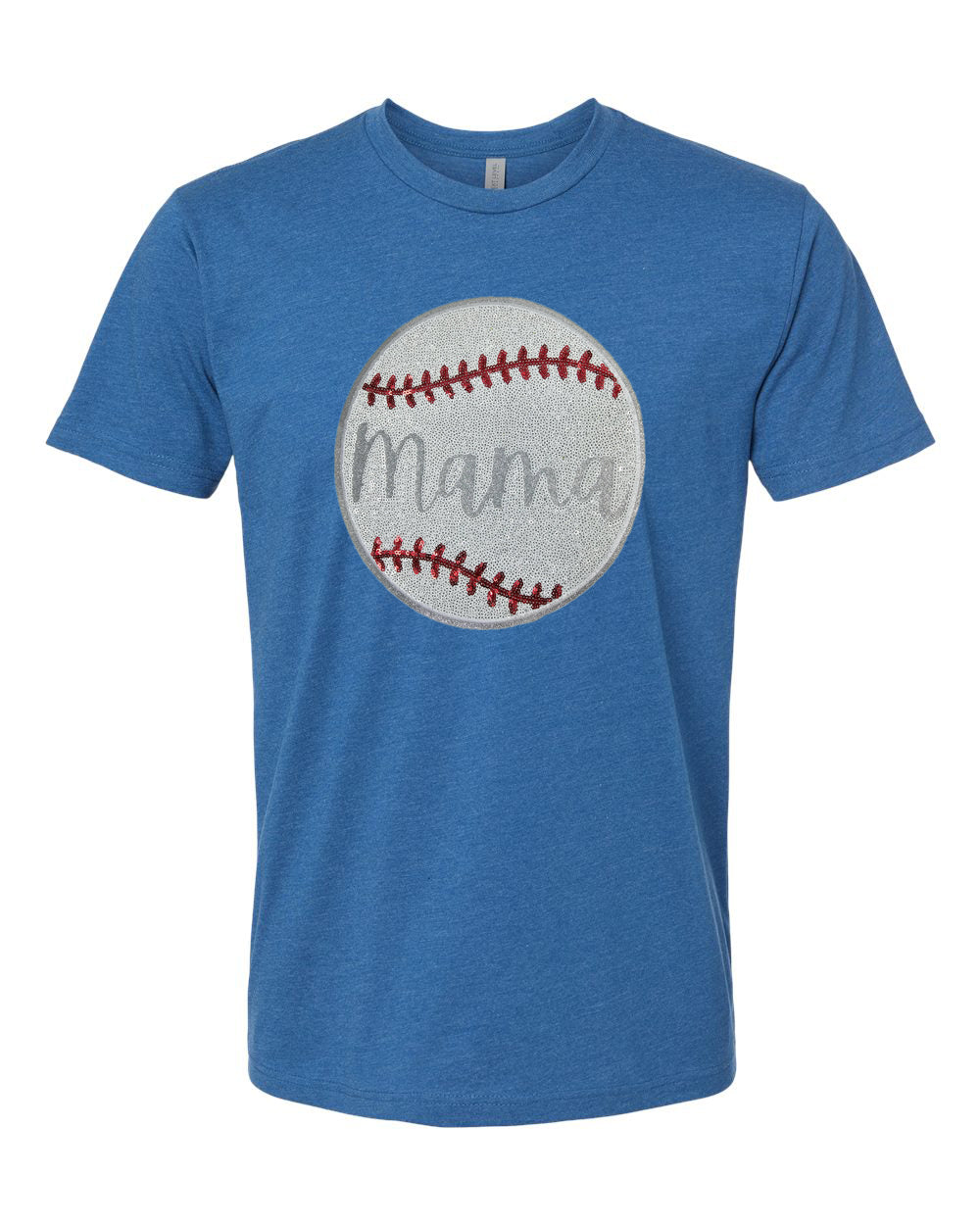Blue Sequin Mama Baseball T Shirt