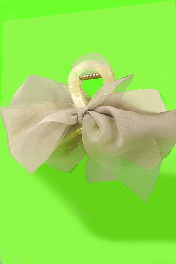 Chiffon Bow Claw Clip- Tan