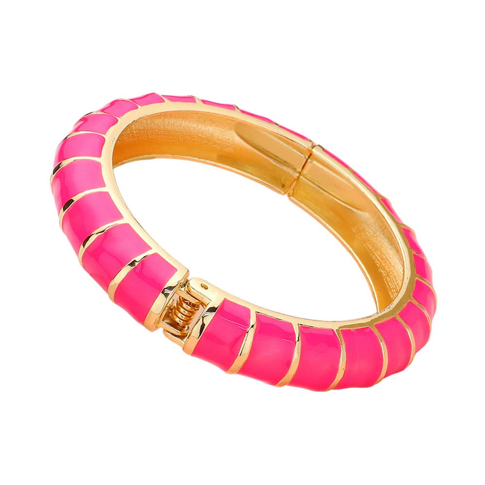 Enamel Bamboo Hinged Bangle Bracelet