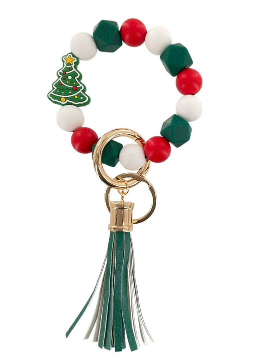 Beaded Christmas Keychain Bracelet