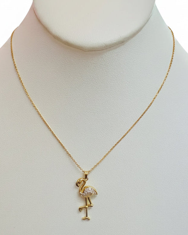 Gold Luxe Flamingo Pendant Necklace