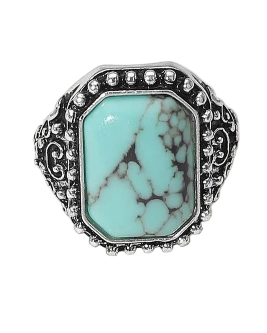 Rectangle Turquoise Stone Stretch Ring