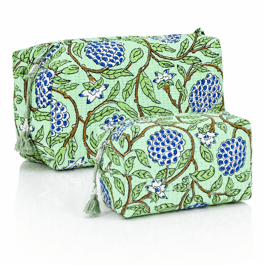 Mint Berry Cotton Quilted Cosmetic Set