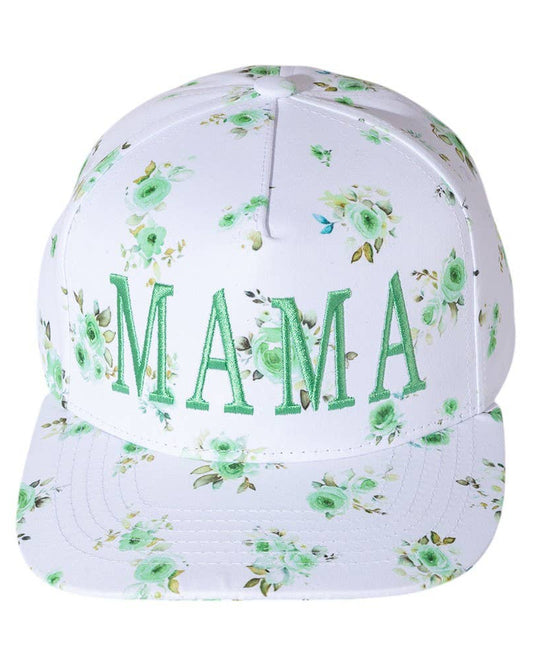Green MAMA Floral Embroidered Baseball Cap