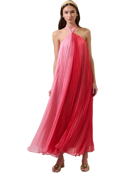 Galena Halter Pleated Maxi Dress