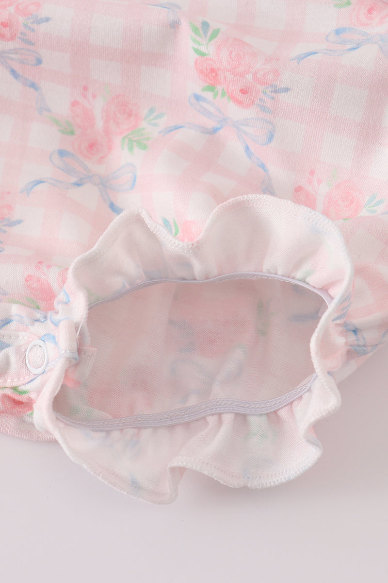 Pink Floral Ruffle Bow Bubble