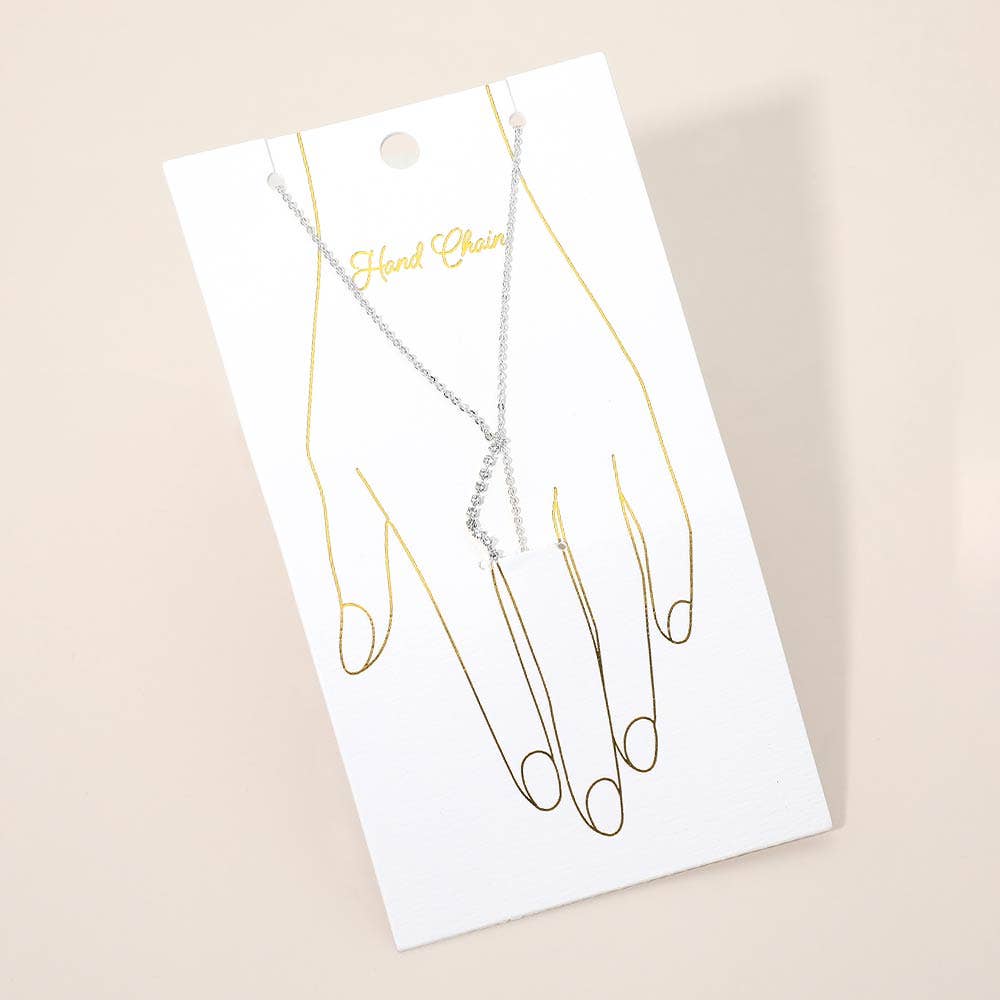 Rhinestone Accent Delicate Hand Chain Bracelet