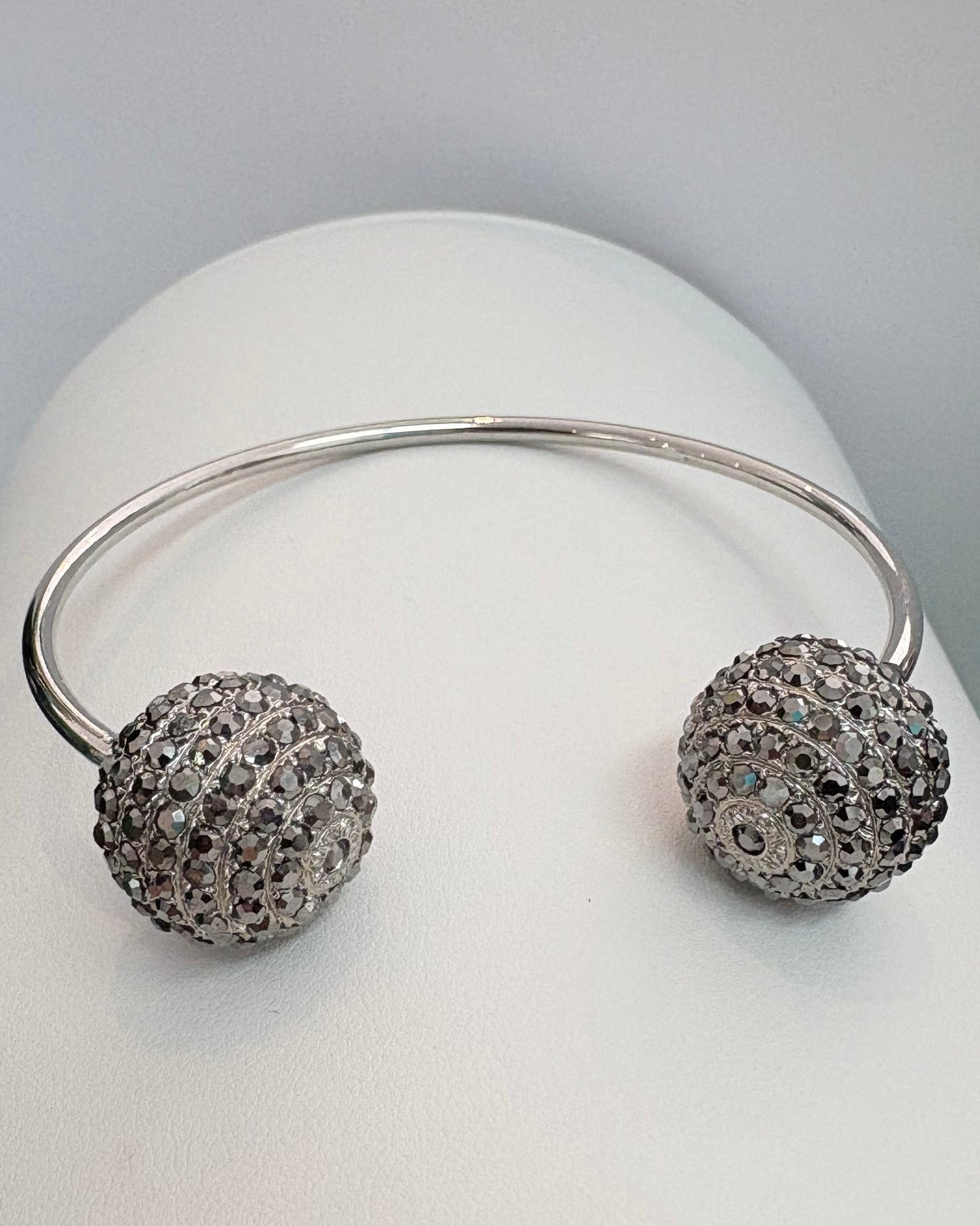 Vintage Rhode Island Crystal Pave Disco Ball Torque Cuff