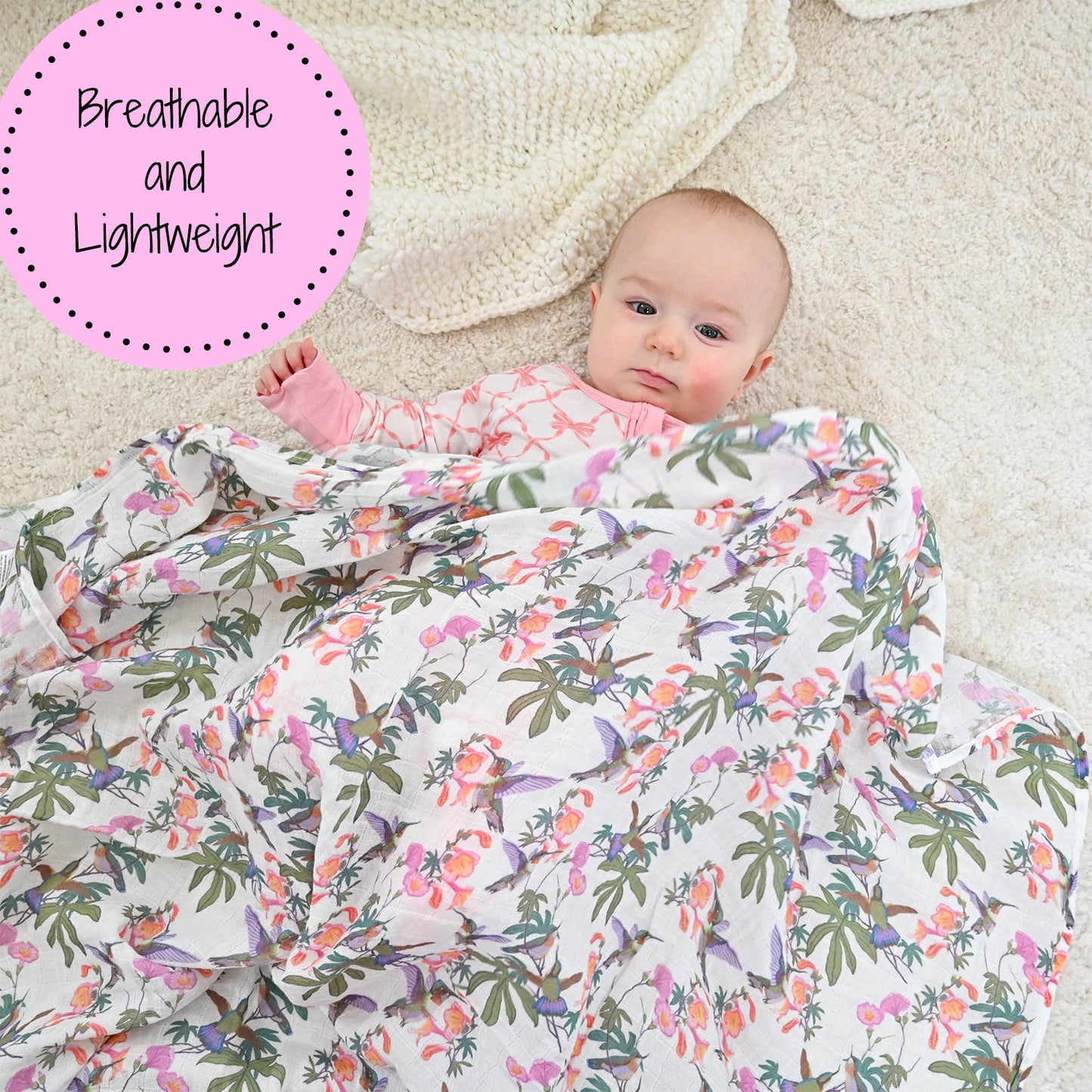 Hum Along Hummingbird Baby Muslin Swaddle Blanket