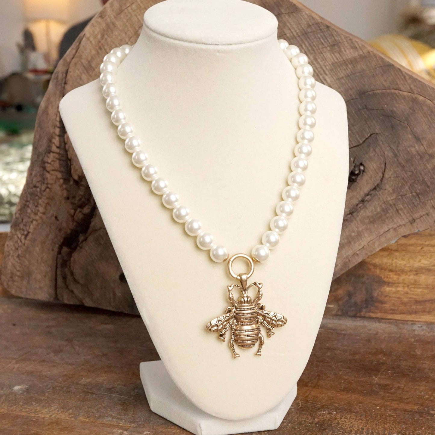 Boho Bee Pearls Statement Timeless Necklace