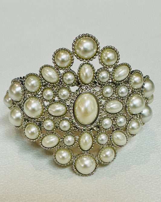 Vintage Imperial Pearl Lattice Statement Bracelet