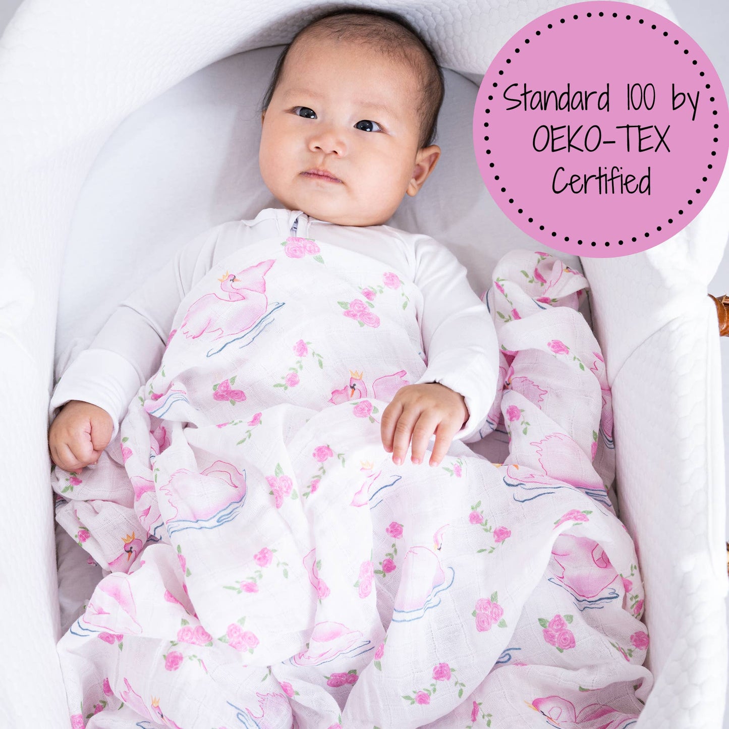 Beautiful Swan Baby Muslin Swaddle Blanket
