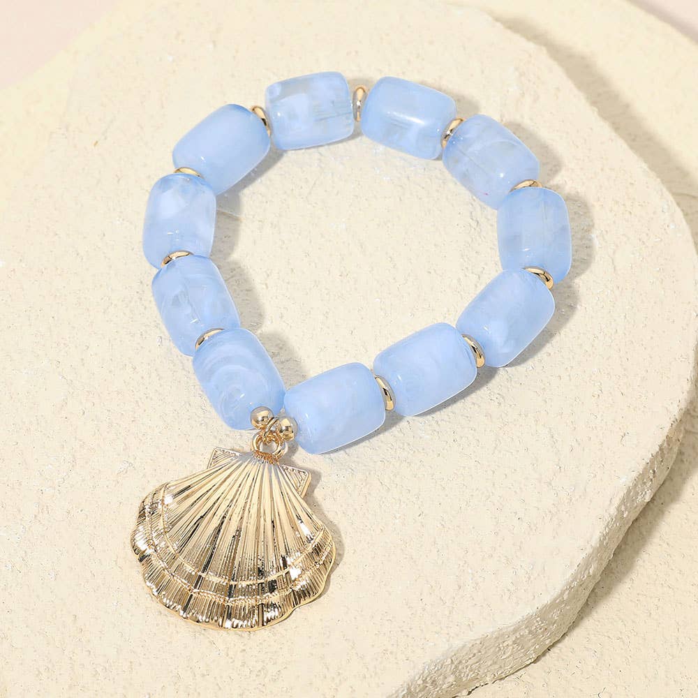 Bold Seashell Chunky Resin Stretch Bracelet