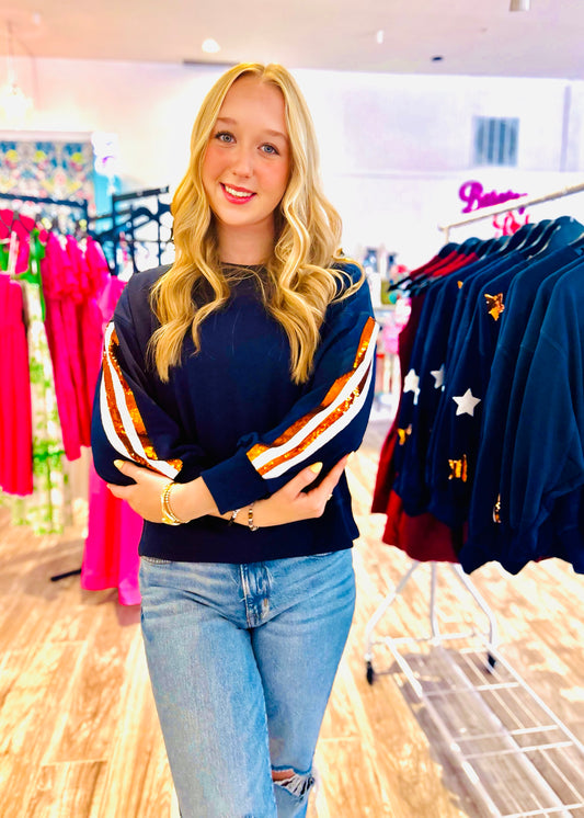 Millie Navy AU Stripe Sweatshirt