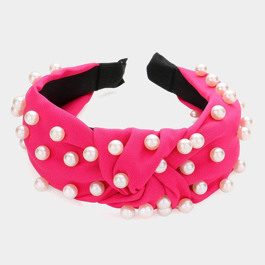 Pearl Embellished Knot Burnout Headband