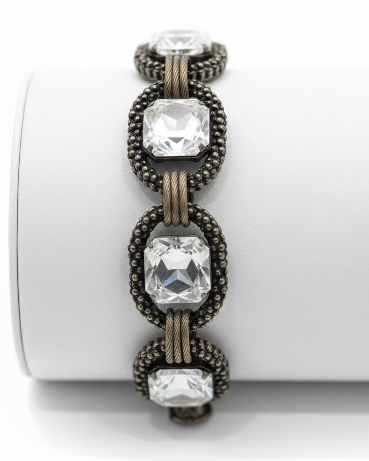Vintage Archival Triple Crystal Link Bracelet